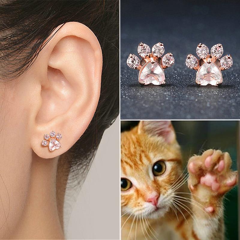 Cute Cat Paw Earrings Cat Paw Ring Set