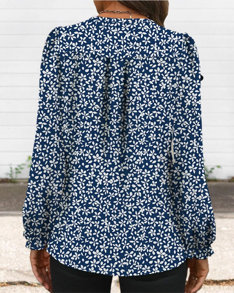 Long Sleeve Temperament Printed Blouse