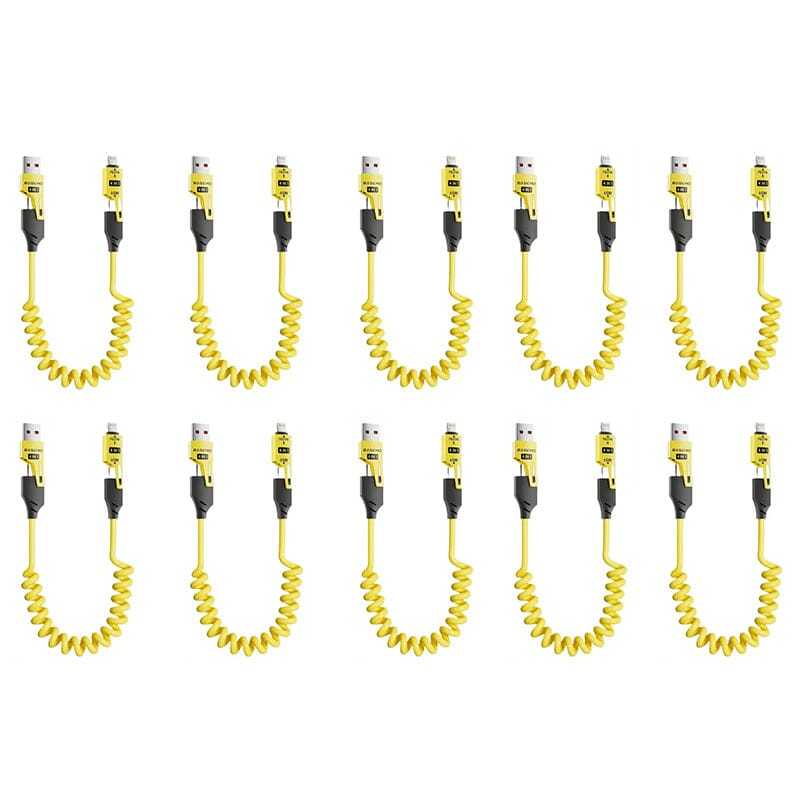 Spring retractable 4 in 1 65w fast charging data cable