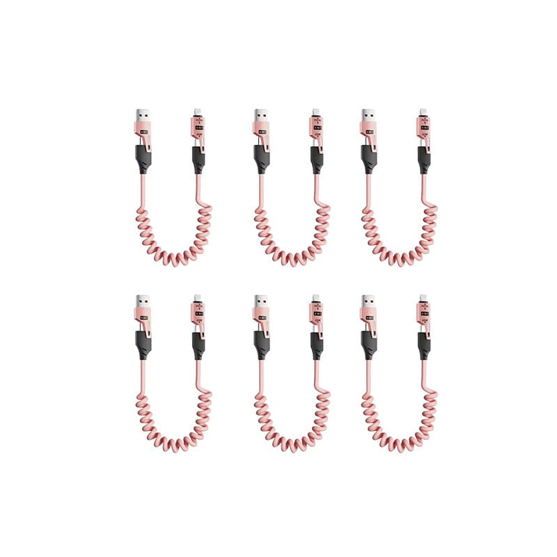 Spring retractable 4 in 1 65w fast charging data cable