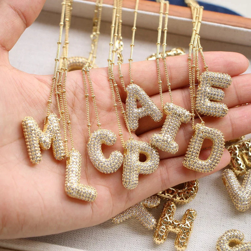 Alphabet Diamond Pendant Necklace