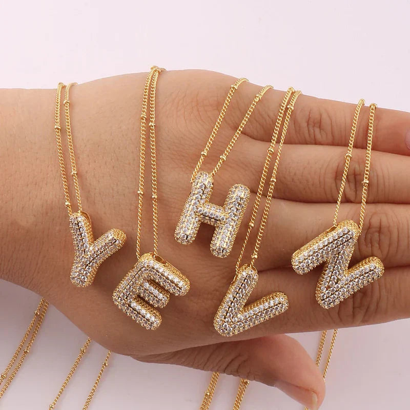 Alphabet Diamond Pendant Necklace
