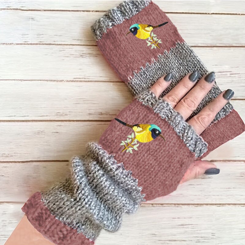 Patchwork Embroidered Warm Gloves