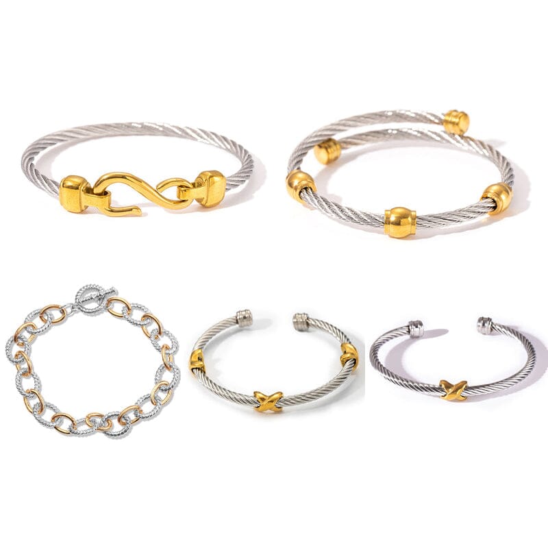 Two Tone Knot Twisted Bangle