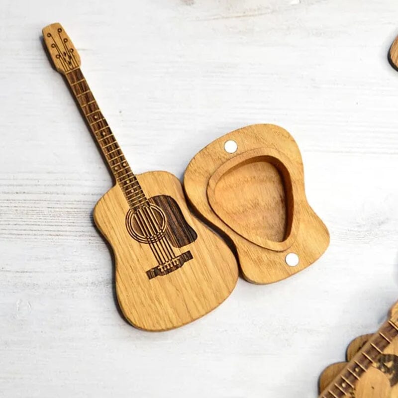 Wooden Acoustic Guitar Pick Box