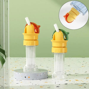 Reusable children beverage water bottle straw lid - red