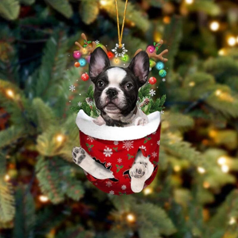 Cute Christmas Sock Dog Ornament