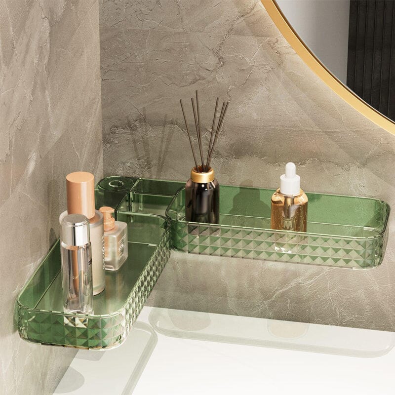 Multifunctional wall-mounted U-shaped rotating storage corner shelf