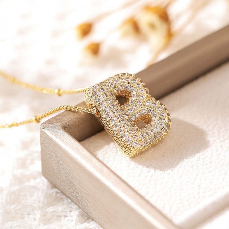 Alphabet Diamond Pendant Necklace