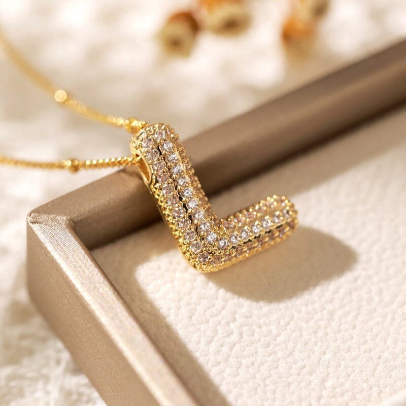Alphabet Diamond Pendant Necklace