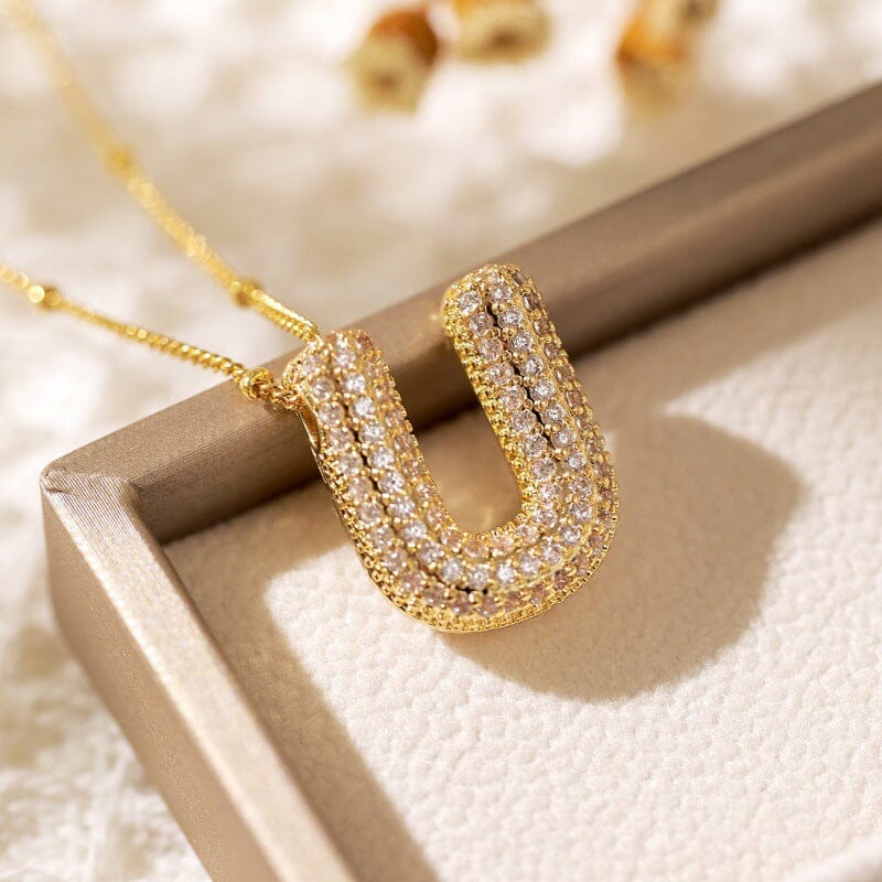 Alphabet Diamond Pendant Necklace