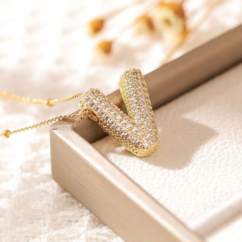 Alphabet Diamond Pendant Necklace