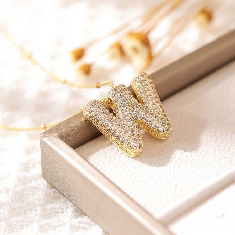Alphabet Diamond Pendant Necklace