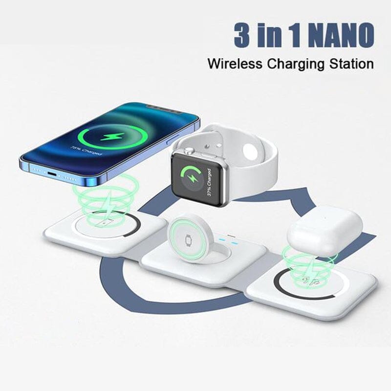Foldable 3-in-1 Wireless Charger with Magnetic Attraction