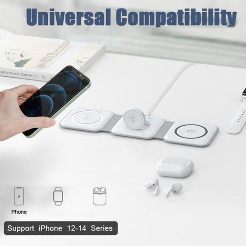 Foldable 3-in-1 Wireless Charger with Magnetic Attraction