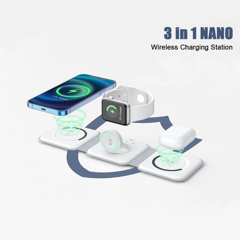 Foldable 3-in-1 Wireless Charger with Magnetic Attraction