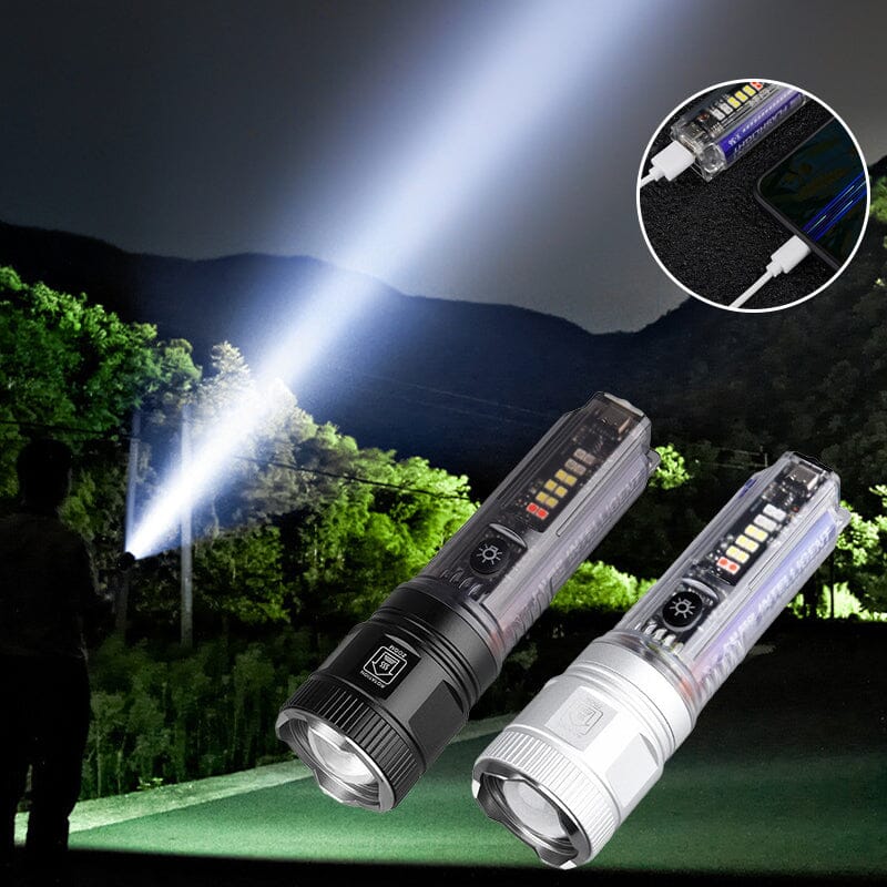 Super Bright Long Range White Laser Zoom Flashlight