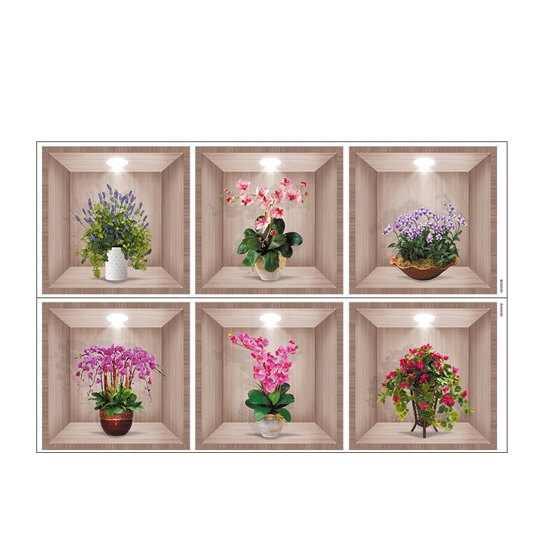 3D Flowers Vase Wall Sticker