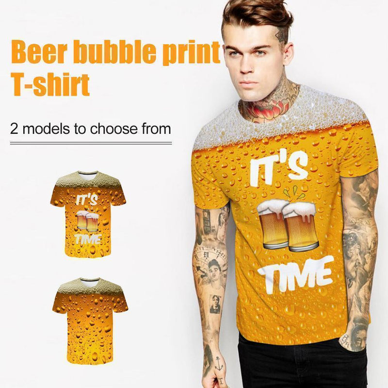 Fashion 3D Print Beer Bubble Short Sleeve T-Shirt