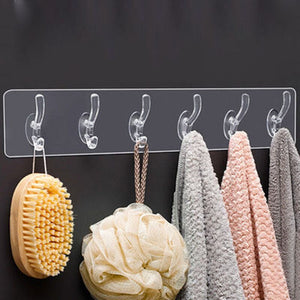 Multifunctional Transparent 6 Hooks - 3 pcs