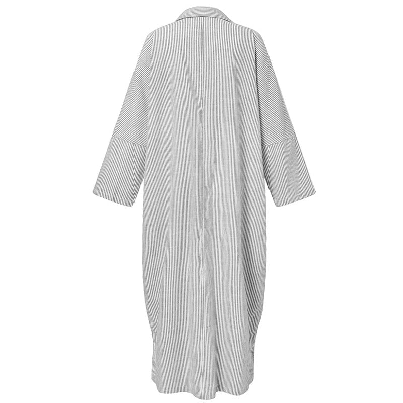 Puff sleeve stripe printed maxi dress