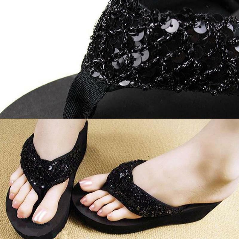 The Latest Summer Sequin Women's 2018 Non-slip Sandals Slipper Flip Flops for Indoor Outdoor