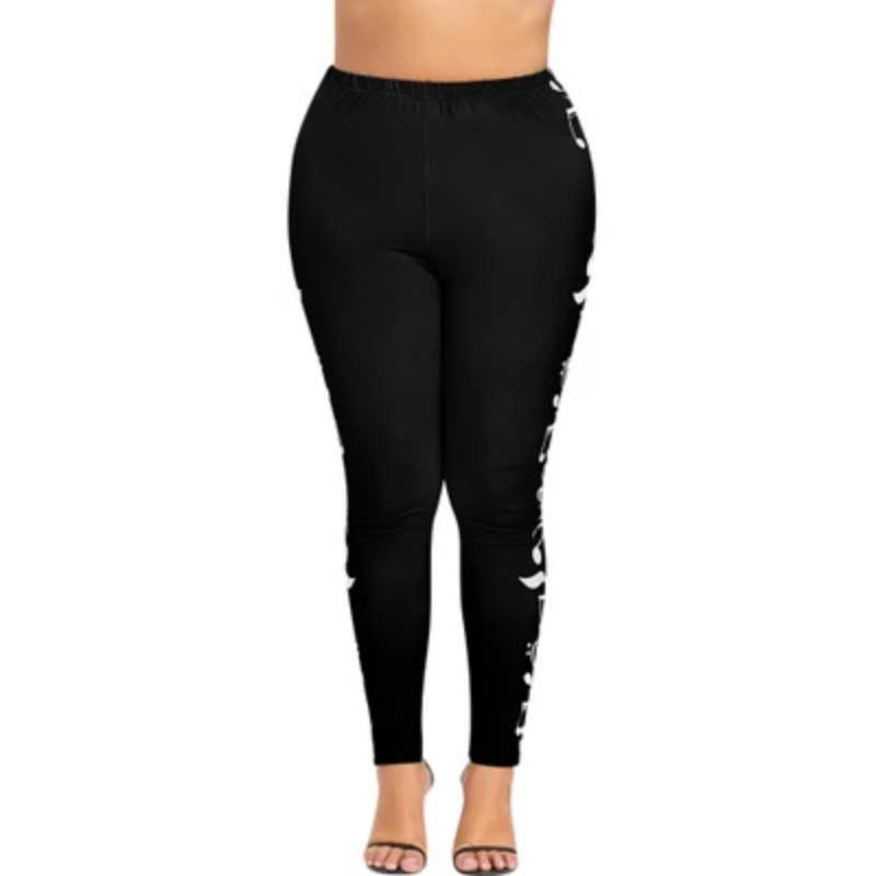 Plus Size High Waist Legging Music Note Print Sport Pants