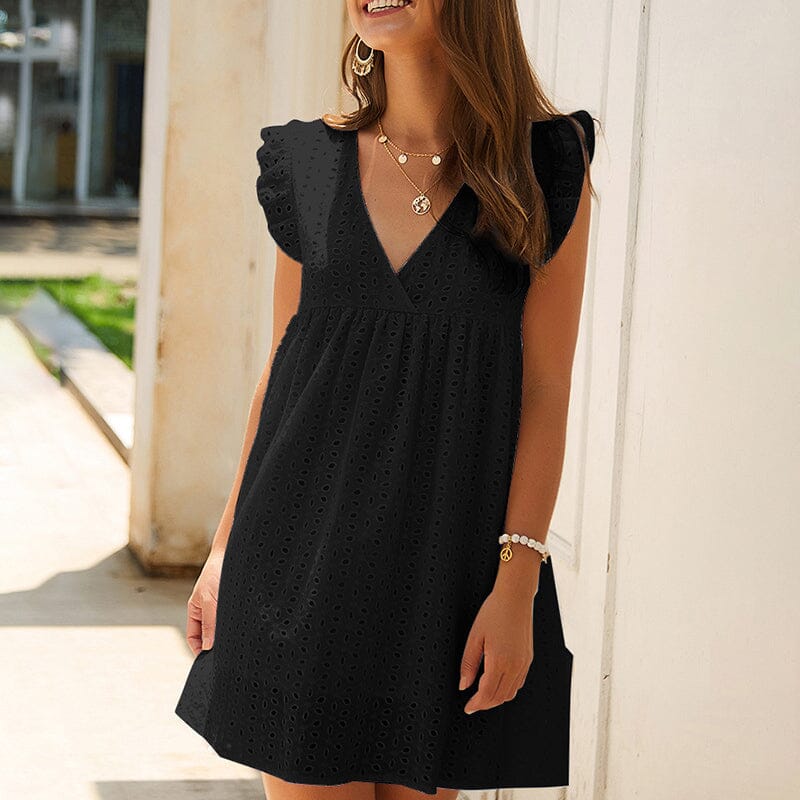 Summer Lace Dress with Ruffled Sleeves