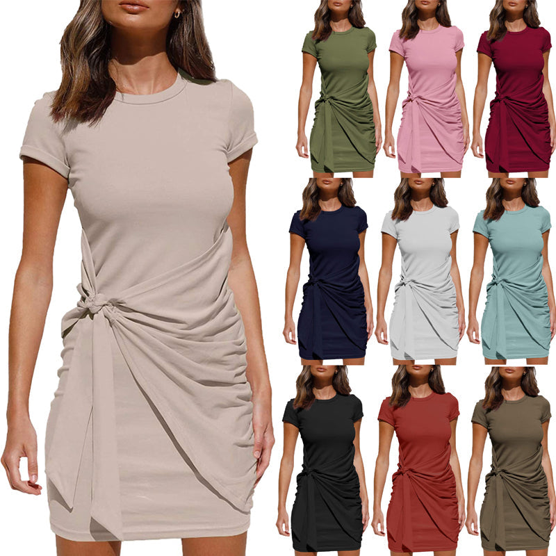 Knotted Short Sleeve Dress