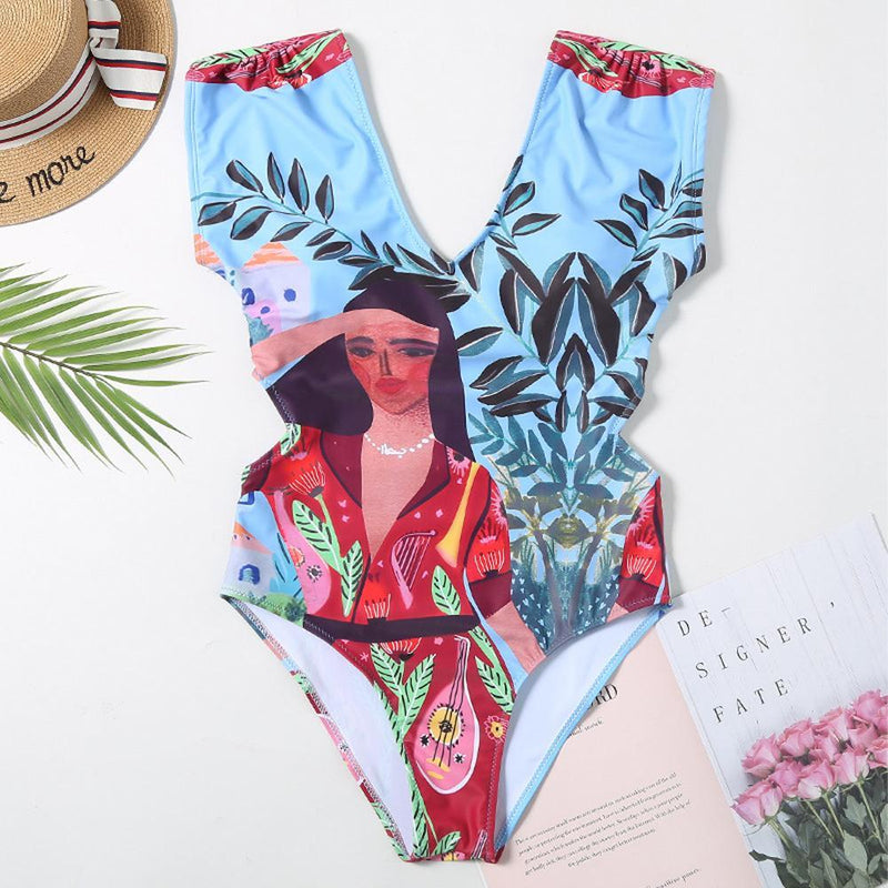 One-piece swimsuit Multicolor artistic style