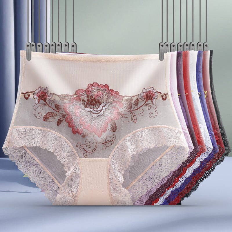 High Waist Lace Embroidered Panties