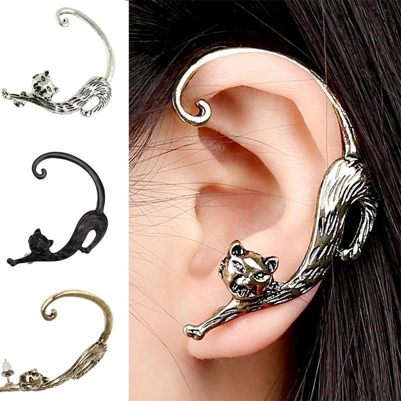 Vintage Cat Tail Ear Ring Stud