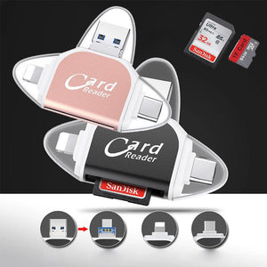 Multi-Port 4 in1 Universal SD TF Card Reader - Black*2