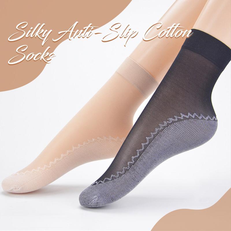 Silky Anti-Slip Cotton Socks Set