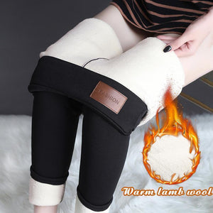 Winter Tight Warm Thick Cashmere Pants - black / S