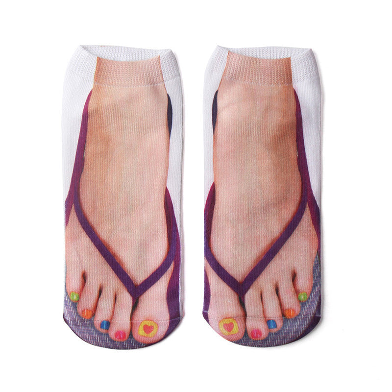 🔥Women Manicure Print Flip Flop Socks