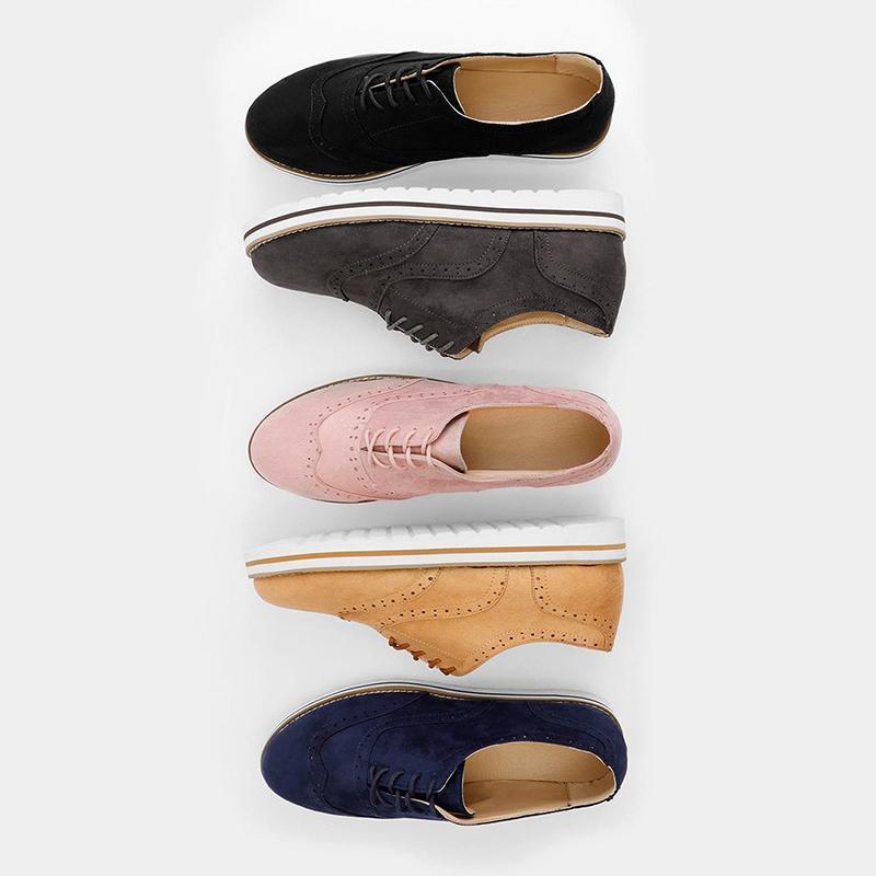 Women's flat suede casual shoes round toe