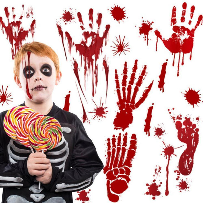 Halloween blood hand footprints wall stickers