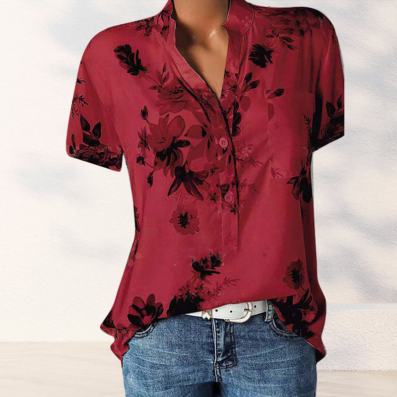 Floral pattern pocket shirt