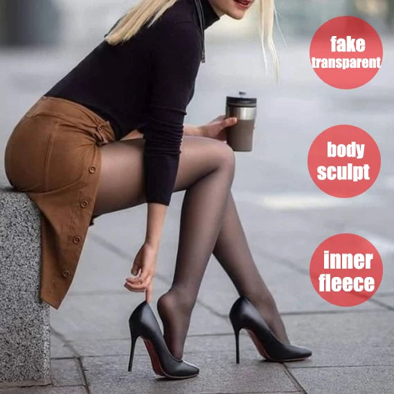 🔥Flawless Legs Fake Translucent Warm Plush Lined Elastic Tights
