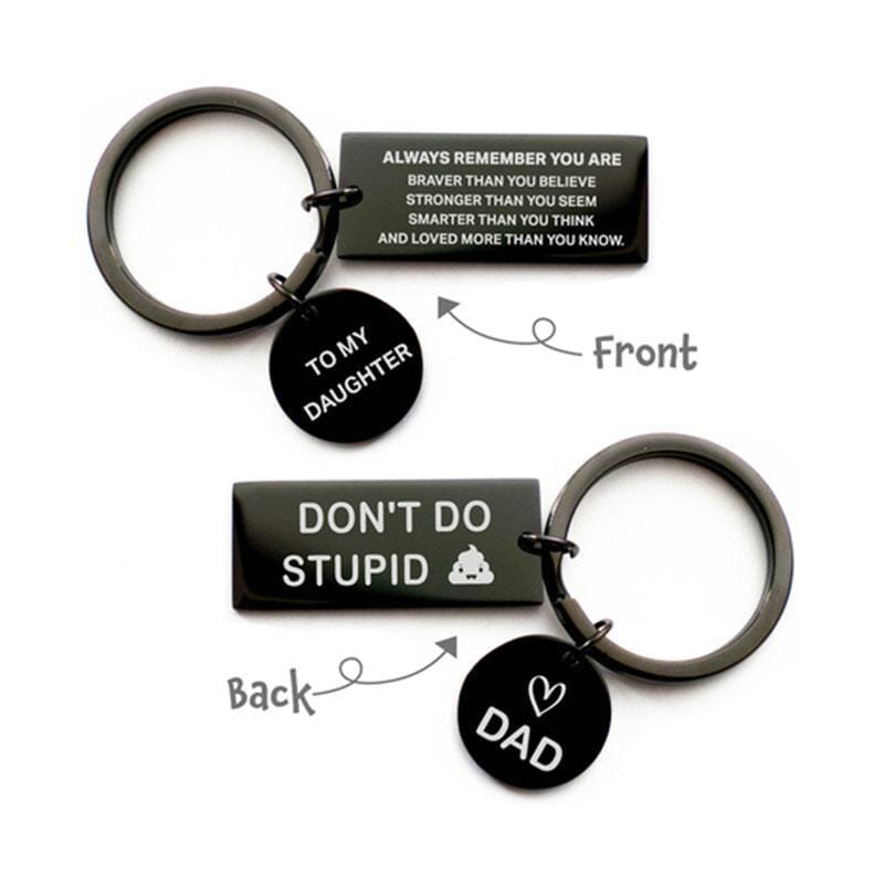 Double Sides Engraved Black Keychain