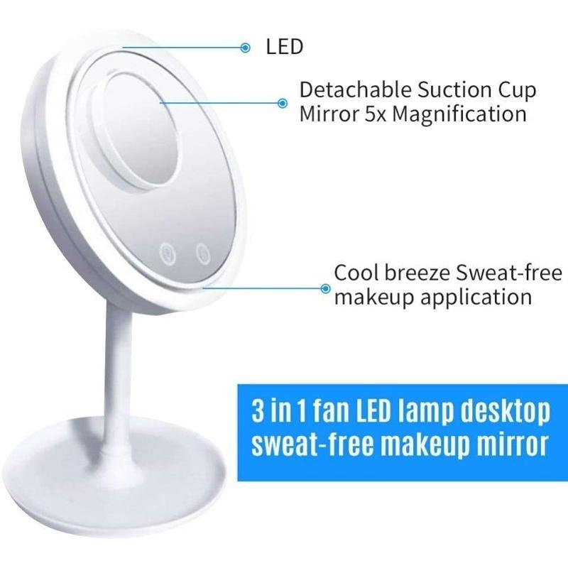 3 In 1 LED Makeup Mirror with Fan