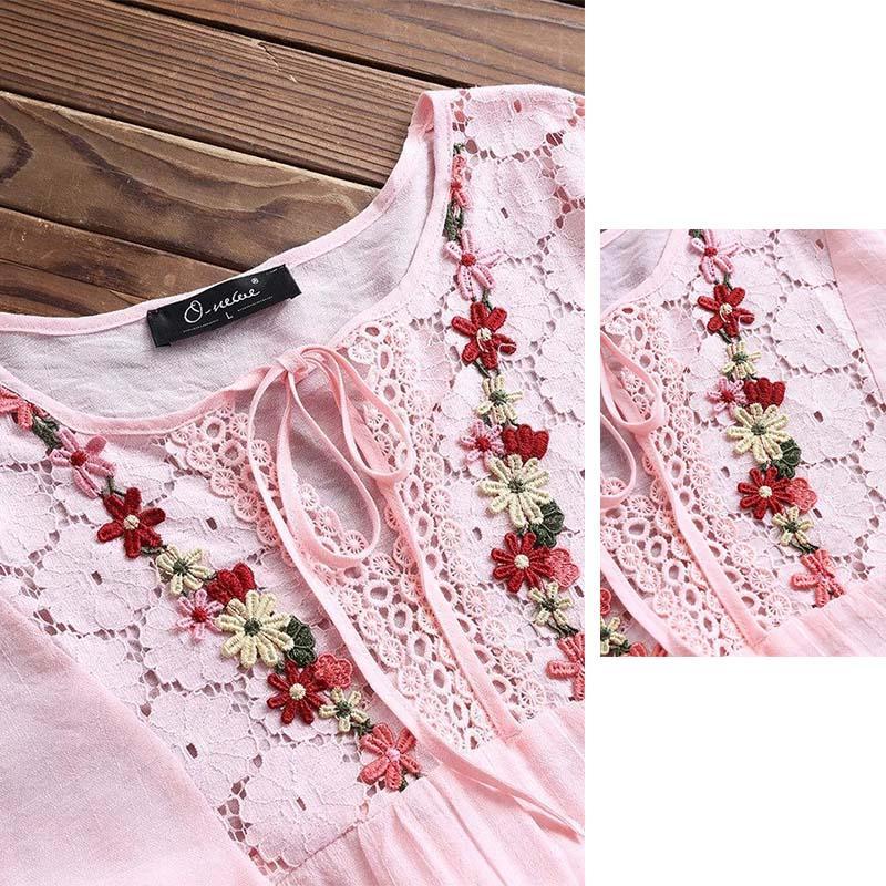 Fashion Lace Patchwork Bow Blouses for Women