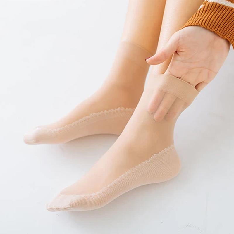 Silky Anti-Slip Cotton Socks Set