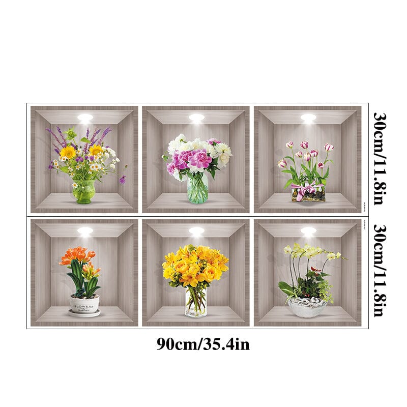 3D Flowers Vase Wall Sticker
