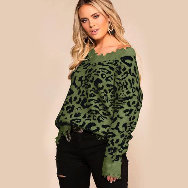 Leopard V-Neck Jumper of Distress