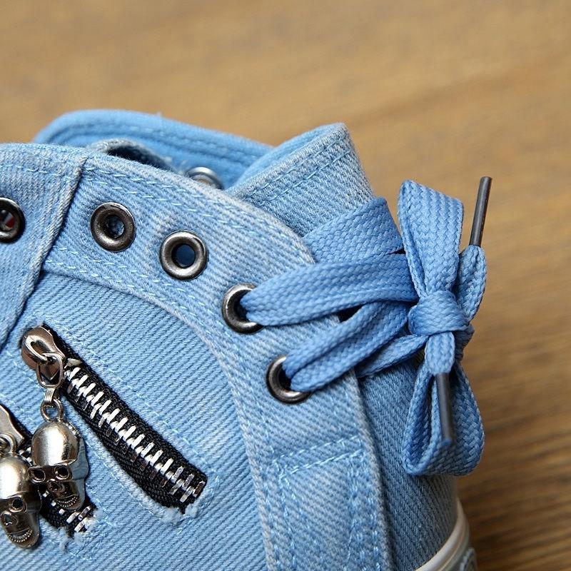 Denim High-Top Back Lace-up Canvas Shoes