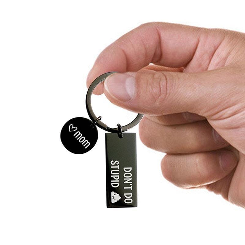 Double Sides Engraved Black Keychain