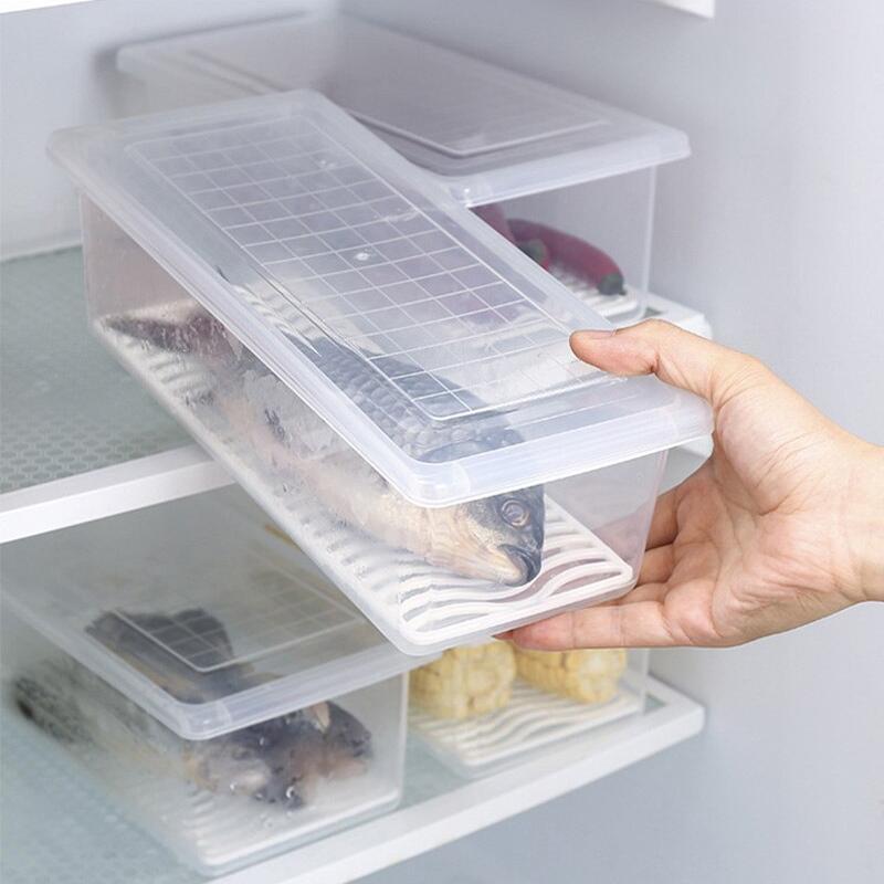 Refrigerator Storage Box with Drain Tray