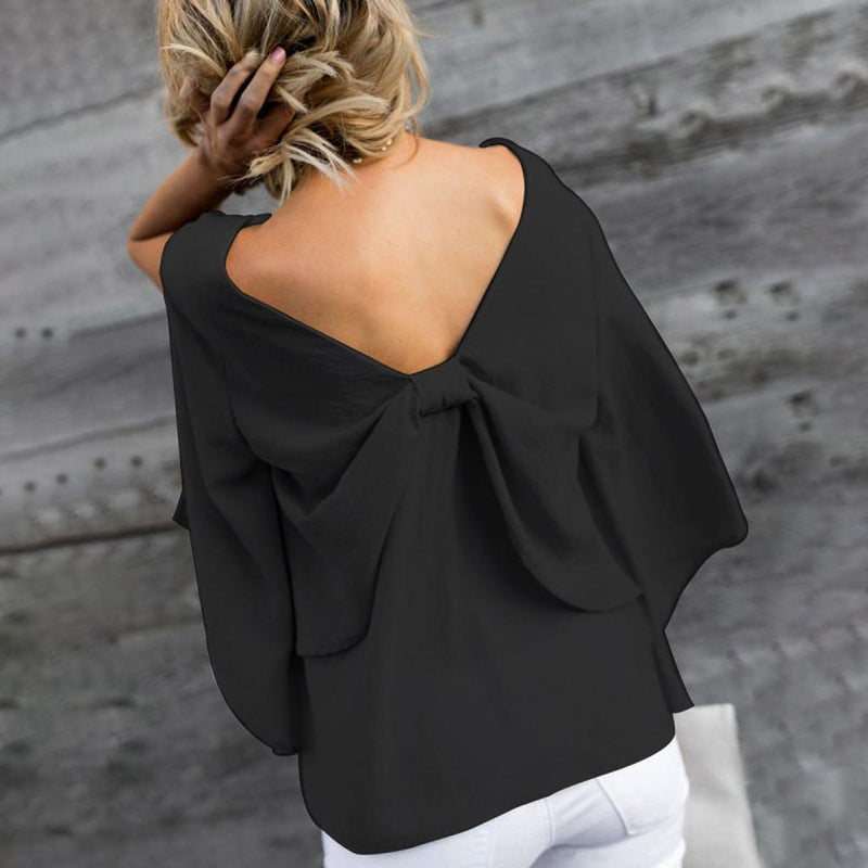 V-Neck Bowknot Blouses